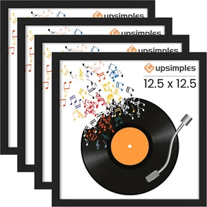 12.5X12.5 Vinyl Record Frames for 12 Inch Album Cover, Black, 4 Pack - Picture 1 of 12
