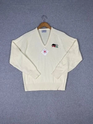 Vintage Anheuser Busch Budweiser Sweater Mens S Beige 90s Irish Derby V Neck - Image 1 of 4
