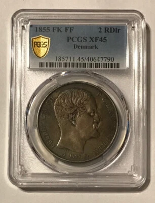 Denmark - 1855 Large Silver 2 Rigsdaler (PCGS XF 45) - Image 1 of 4