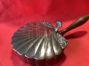 "Mango de madera silencioso mayordomo personal cenicero plateado marcado en D 4,5"" x 7,5"""  - Imagen 1 de 12