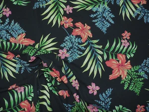 Discount Fabric Challis Rayon Apparel Tropical Floral Pink Blue Yellow Green F34 - Picture 1 of 1