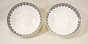 Portobello By Inspire Set Of Two 7 1/8" Cereal Bowls Black &wht Geometric Design - Picture 1 of 9