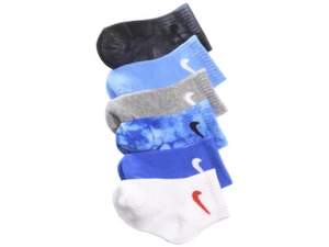 Nike Infant/Toddler Boy's 6-Pair Pack Ankle Socks Lightweight Tie-Dye Black - Picture 1 of 3
