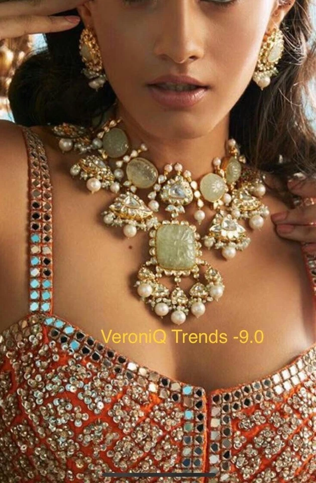 VeroniQ Tendencias-Diseñador Polki Collar con Fluorita en Relieve en Plata Foto 1 de 1
