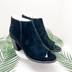 Botas al tobillo Aquatalia para mujer Lana Peep Toe negras cepillo gamuza aceite 34L0584 NWB - Imagen 1 de 12