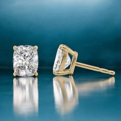 Diamond Gold Earring Lab Grown Elongated  2.00 Carat IGI  Certified 14k Yellow - Image 1 of 4