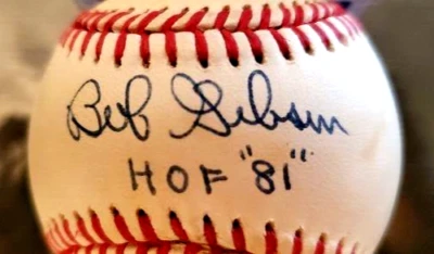 Bob Gibson Autographed Rawlings MLB Inscribed HOF 81 COA PSA/DNA - Image 1 of 4