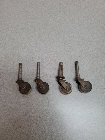 Antique Wood Casters - Set of 4 - Wooden Wheel - Swivel - Vintage Furniture 1" Cover