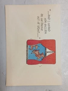 Vintage Stamped Pressed hallmark Christmas Card 1 Total Santa Hanging On Sleigh - Picture 1 of 6