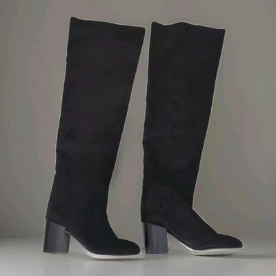 MINT! Stuart Weitzman Black Suede Leather Over the Knee Boots Womens 6.5 M Spain - Image 1 of 4
