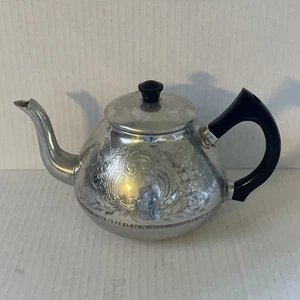 Vintage Swan Brand The Carlton 6 Tassen Teekanne Aluminium Bakelit Griff (England) - Bild 1 von 14