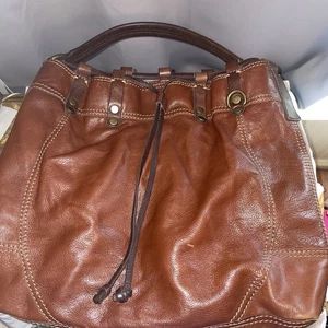 Bolso de Hombro Hobo Grande Marrón Cuero Suave con Cordón Lucky Brand - Imagen 1 de 13