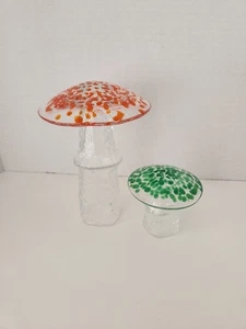 2 - Bo Borgstrom Aseda Ebeling Reuss Sweden Hand Blown Glass Mushroom - 3" & 6" - Picture 1 of 9