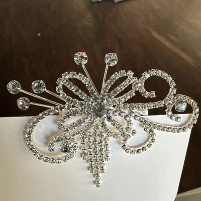 Silver Plated Bridal Hair Comb,  with Rhinestones - Image 1 of 4
