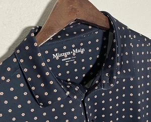 Polo de golf Mizzen Main RECIENTE floral oscuro para hombre S/S rendimiento talla M ajuste ajustado - Imagen 1 de 6