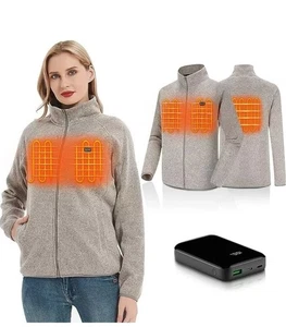 HENNCHEE Ladies Heated Fleece Jacket Full Zip Battery Pack 3 Stalls Adjust L - Picture 1 of 9