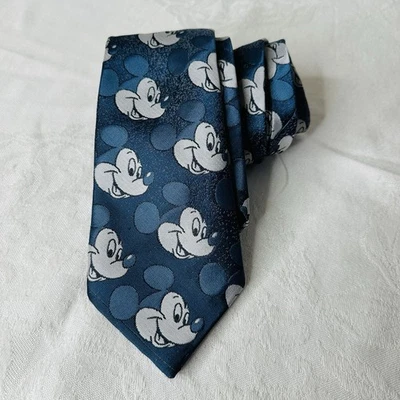 "Corbata de cuello vintage Cervantes Disney Mickey Mouse todas las caras azules de Mickey damasco 56""" Foto 1 de 4