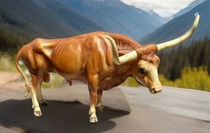 VTG Breyer Texas Longhorn Bull Cow Model Figure Farm Animal Reddish Brown #75 - Picture 1 of 15