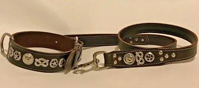 LEATHER DOG COLLAR AND LEAD SET - STAFFORDSHIRE/STAFFY/BULLTERRIER/REAL LEATHER - Image 1 of 4