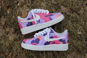 Custom Purple Pink Camo Air Force 1s – Hand-Painted Camouflage with Chunky Rope - Picture 1 of 6