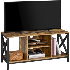 Stabiler Fernsehschrank mit offenem Lagerregal TV-Board Konsolentisch Rostbraun - Bild 1 von 11