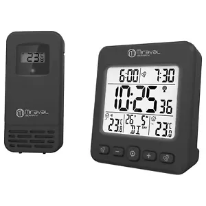 LCD Funkwecker Wetterstation mit Außensensor Reisewecker Kalender Datum 2 Alarme - Bild 1 von 1