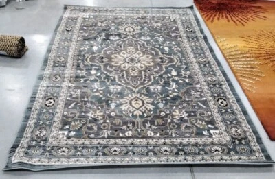 TEAL / GREY 6' X 9' Back Stain Rug, Reduced Price 1172717566 LNH338A-6 - Image 1 of 4