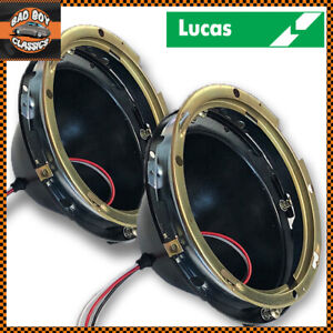 Pair LUCAS 7" Halogen Sealed Beam Metal Headlight Headlamp Bowl Kit + H4 Socket
