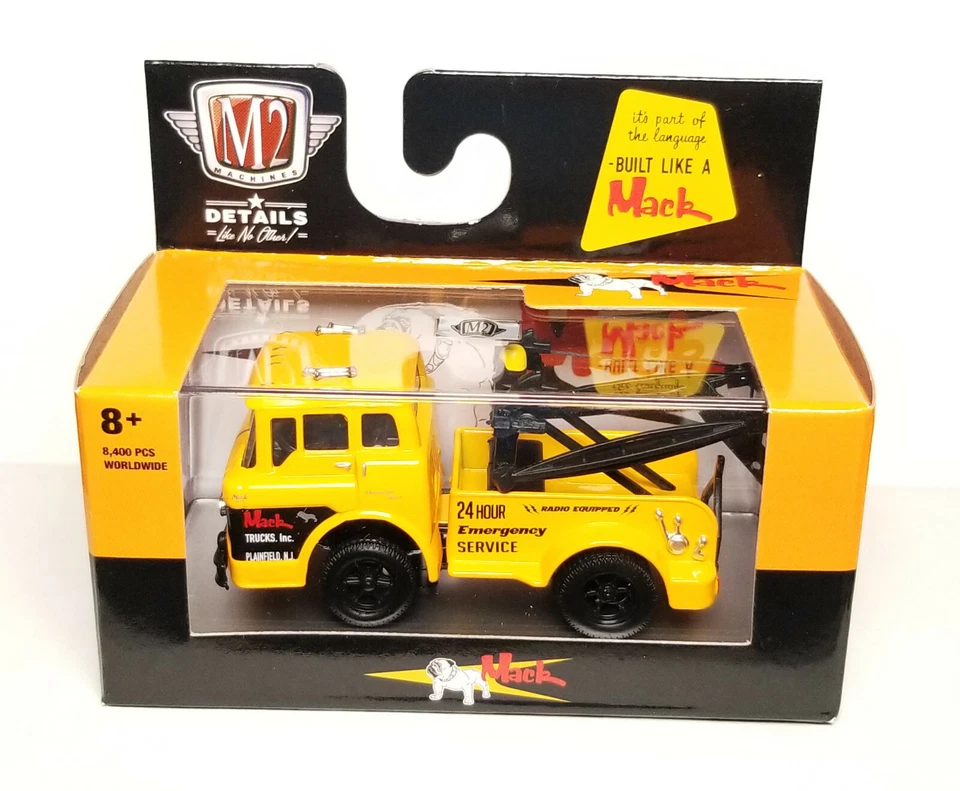 M2 Machines 2021 R68 21-68 1957 Mack Model N Tow 卡车黄色 — 第 1/1 张图片
