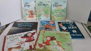 Lot of 8 Books, Cat in the Hat, Ladybug Girl, Alice in Bibleland Storybooks - Picture 1 of 6