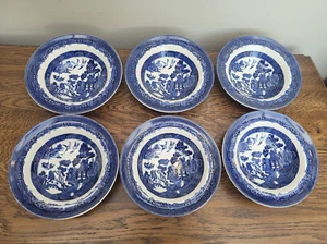 Johnson Brothers Willow Set of 6 Rimmed Fruit Small Cereal Bowls 6.5" - Picture 1 of 6