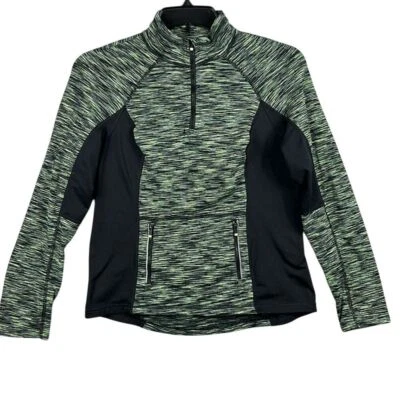 Calvin Klein Performance Womens Athletic 1/4 Zip Sweatshirt Size Lge Green Black - Image 1 of 4