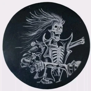SKELETON GHOST BIKER MOTORCYLE SEW ON LEATHER PATCH 3 INCH - Picture 1 of 3