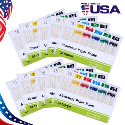AZDENT Dental Endo Absorbent Paper Points Taper 0.04 15-40# Root Canal Cleaning - Image 1 of 4