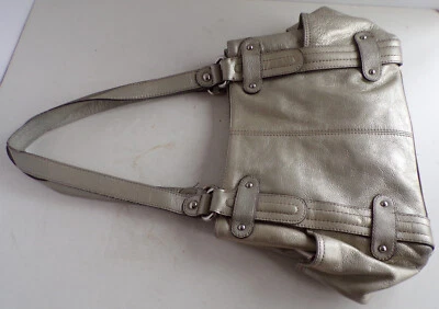 Clarks Leather Metallic Silver Satchel Shoulder Bag Magnetic Closure - Image 1 of 4