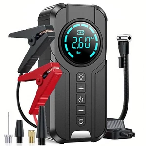 1000A Jump Starter with 150psi 6000mAh Portable Rechargeable Tire Inflator C4N9 - Picture 1 of 12