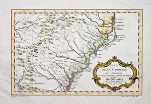 CAROLINA & GEORGIA - CARTE DE LA CAROLINE ET GEORGIE DI BELLIN, PARIGI 1757. - Foto 1 di 1