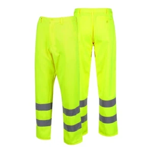 High Vis Polycotton Trouser Elasticated Back Waist Yellow Traega TPT10 - Picture 1 of 3