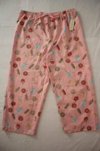 NEW Womens Pajamas Pants Size Small Pink Capri Donuts Lounge Sleep PJs - Picture 1 of 2