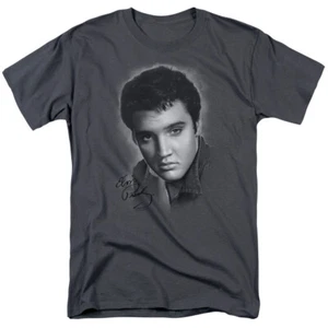Elvis Presley Grey Portrait T Shirt Mens Licensed The King Tee Charcoal - Picture 1 of 2