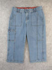 LEE Jeans Womens 8 Blue Denim Capri Sinfully Soft Waistband Cargo Pocket 30x18