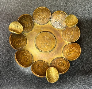 Monedas de cenicero de plato mexicano de cobre guarida de cigarros México - Imagen 1 de 6
