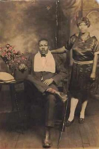 1920s/30s African American Couple Studio SILK AND SMOOTH photo postcard as is - Picture 1 of 2