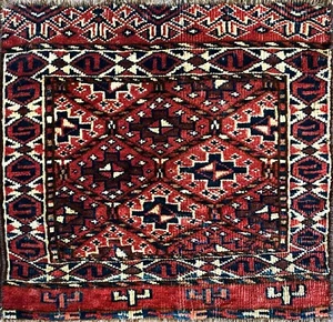 Antique Yomuth Rug/Bag, Turkoman, As Is 17" x 16" #17564 - Picture 1 of 5