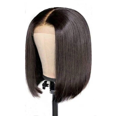 (12 Inches) Bob Wig Real Human Hair Short Straight Lace Front Wigs Color - Image 1 of 4