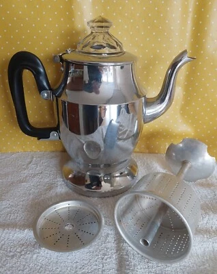 Percoladora de café con estufa ""Victory Ware"" vintage Leeds Metal Spinning Co ""Victory Ware Foto 1 de 4