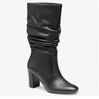 BOTAS HOLGADAS JOHNSTON AND MURPHY CHARLOTTE CUERO NEGRO Tacón Nuevas Para Mujer 9 1/2 Foto 1 de 4