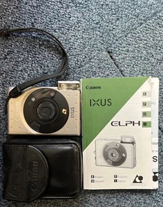 CANON IXUS ELPH CAMERA silver with black case instruction book **UNTESTED** - Picture 1 of 5