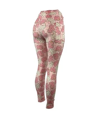 Fun Circus Animal Cookies Pink & White Print Leggings POCKETS Multiple Sizes - Image 1 of 4