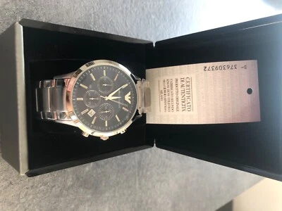 Emporio Armani AR2448 46mm Cassa Argento in Acciaio Inox Cinturino Argento in... - Immagine 1 di 4